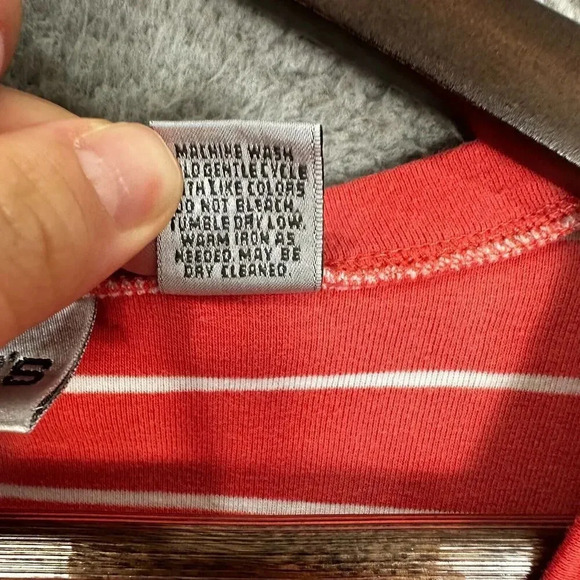 Chicos top womens 2 medium orange striped short sleeve‎ boxy basic casual preppy - Picture 5 of 6